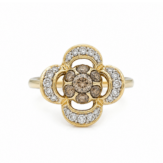 9ct Brown & White Diamond Cluster Ring 