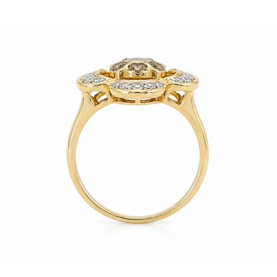 9ct Brown & White Diamond Cluster Ring 