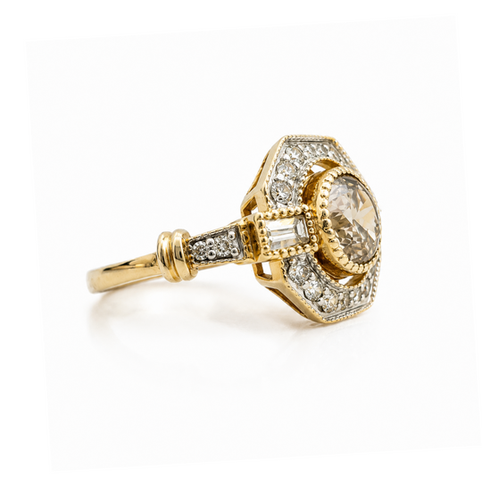 14ct Yellow Gold Floating Halo Ring