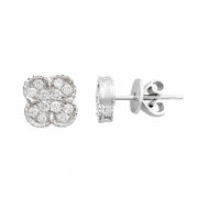18ct White Gold Diamond Clover Earrings