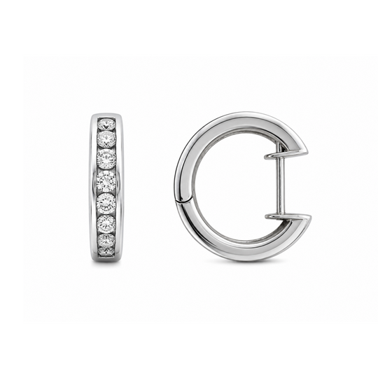 18ct White Gold Huggie Diamond Earrings