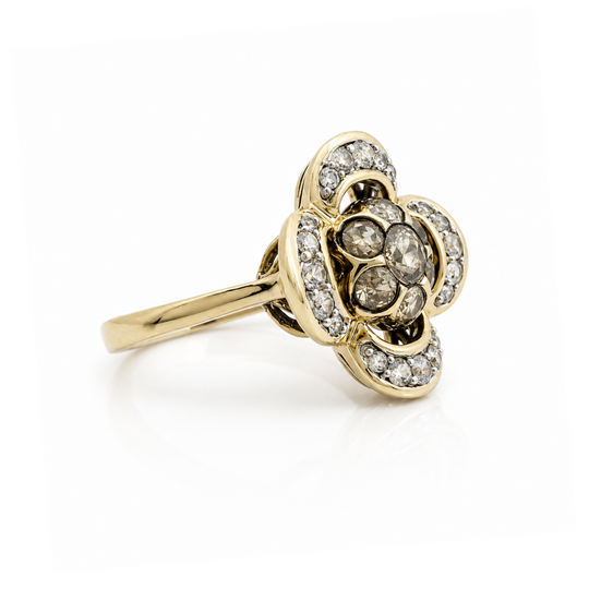9ct Brown & White Diamond Cluster Ring 