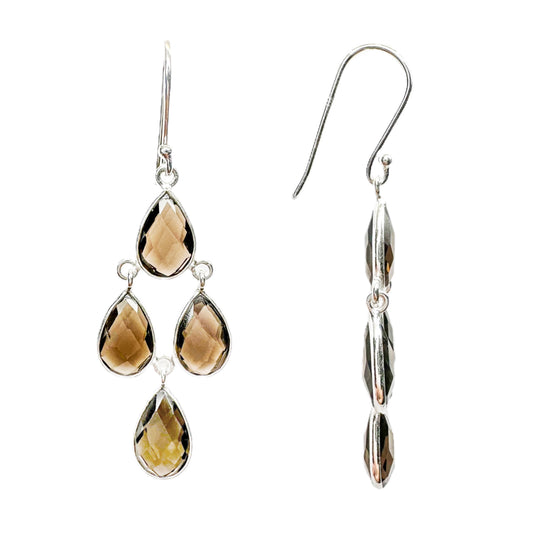 Smokey Quartz Sterling Silver Drop Earrings