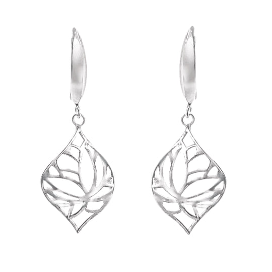 Leaf Drop Silver Earrings