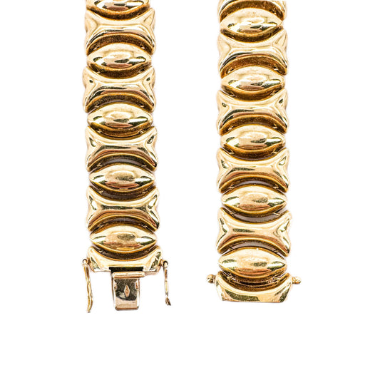 18ct Solid Yellow Gold Wide Vintage Bracelet 