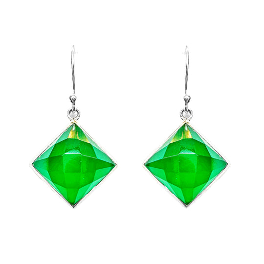 Green Onyx Sterling Silver Drop Earrings 