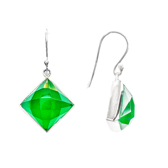Green Onyx Sterling Silver Drop Earrings 