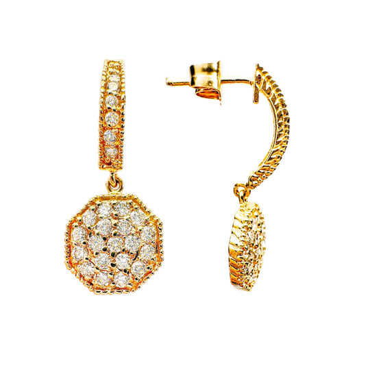 18ct Rose Gold Diamond Drop Earrings