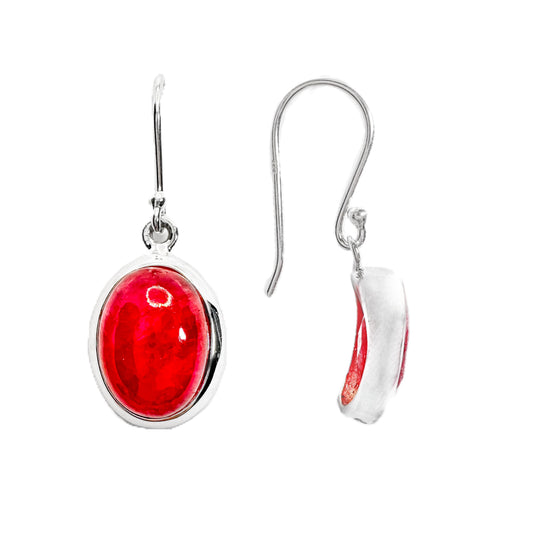 Ruby Sterling Silver Drop Earrings Sterling Silver Natural Ruby Drop Earrings