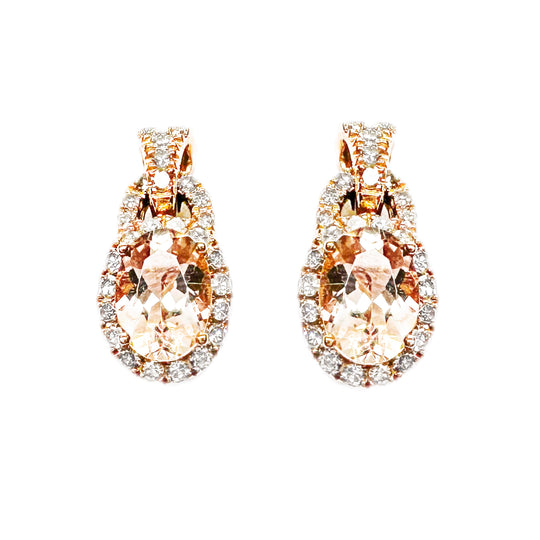 9ct Morganite Diamond Earrings 