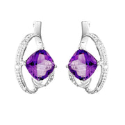 14ct Amethyst & Diamond Earrings
