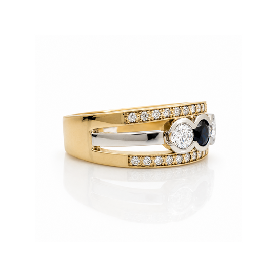 9ct Yellow Gold Sapphire & Diamond Ring