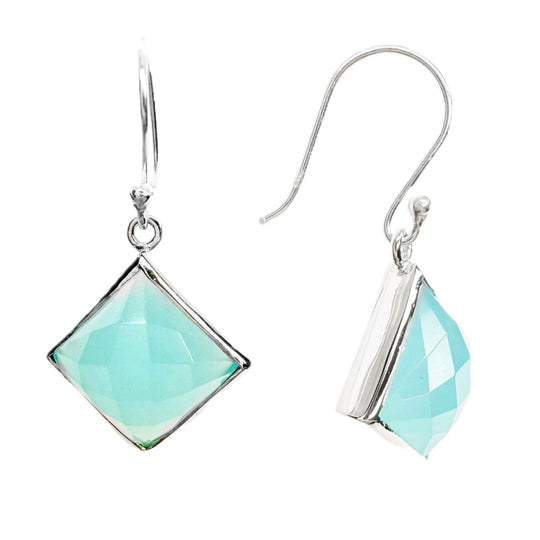 Aqua Chalcedony Sterling Silver Earrings