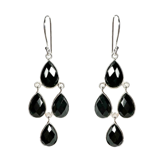 Black Onyx Sterling Silver Drop Earrings
