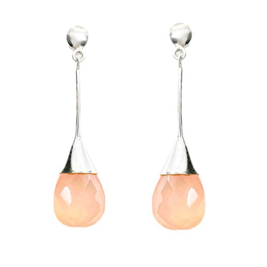 Pink Chalcedony Sterling Silver Drop Earrings 