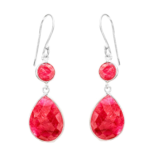 Ruby Sterling Silver Drop Earrings