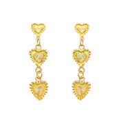 22ct Triple Heart Dangling Earrings