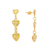 22ct Triple Heart Dangling Earrings