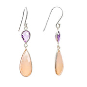 Pink Chalcedony & Amethyst Earrings
