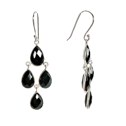 Black Onyx Sterling Silver Drop Earrings