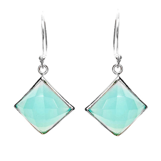 Aqua Chalcedony Sterling Silver Earrings