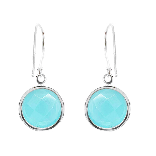Aqua Chalcedony Sterling Silver Drop Earrings