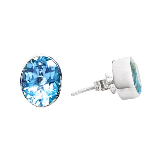 Topaz Sterling Silver Stud Earrings 