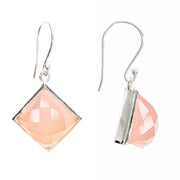 Diamond Shape Pink Chalcedony Earrings 