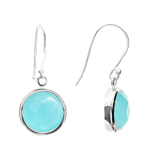 Aqua Chalcedony Sterling Silver Drop Earrings