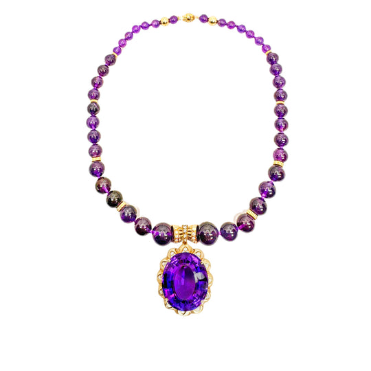 14ct Amethyst & Diamond Necklace