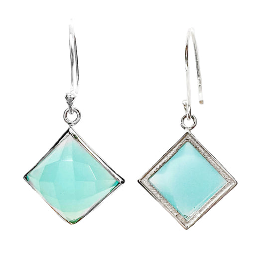 Aqua Chalcedony Sterling Silver Earrings