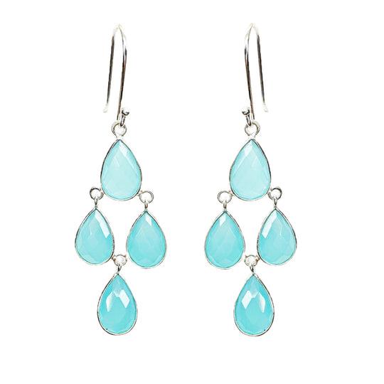 Blue Chalcedony Sterling Silver Earrings
