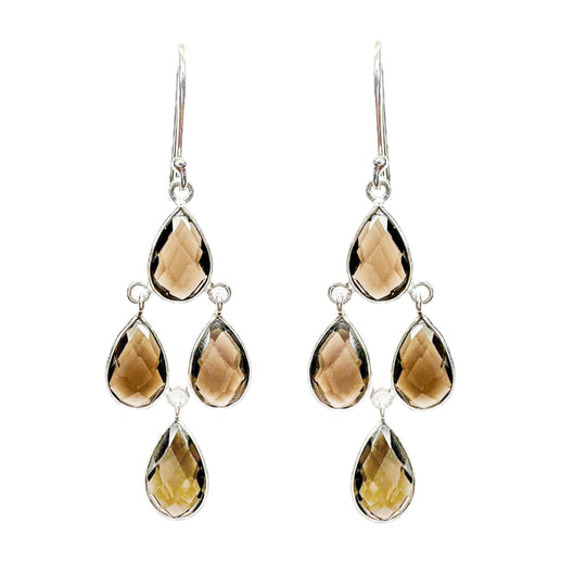 Smokey Quartz Sterling Silver Drop Earrings