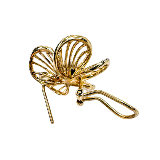 18ct Yellow Gold Pearl & Diamond Flower Earrings