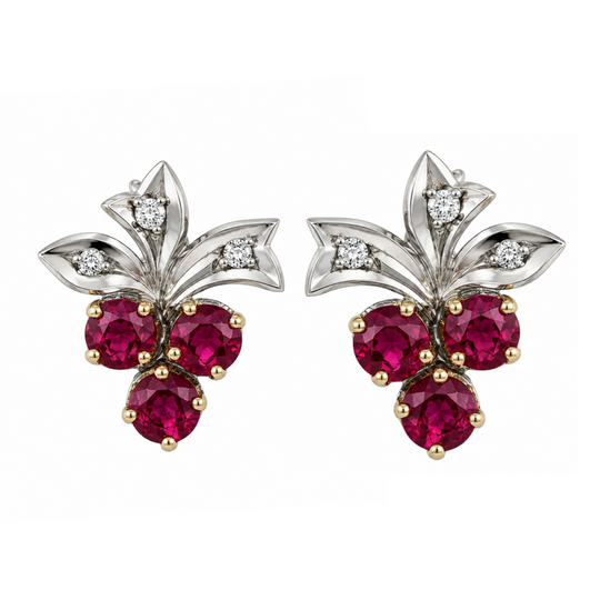 18ct Ruby Earrings Grapes