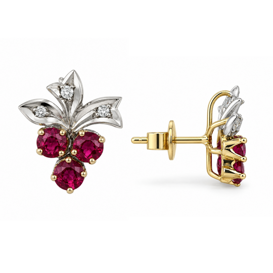 18ct Ruby Earrings Grapes