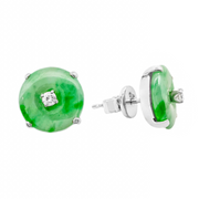 18ct White Gold Jade & Diamond Earrings