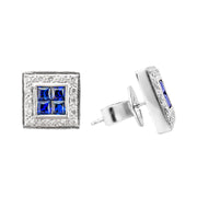 18ct White Gold Sapphire & Diamond Earrings