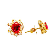 18ct Yellow Gold Ruby & Diamond Earrings