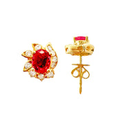 18ct Yellow Gold Ruby & Diamond Earrings