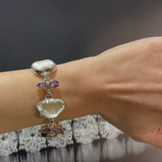 Amethyst & Natural Pearl Silver Bracelet