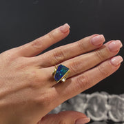 18ct Yellow Gold Opal & Diamond Ring