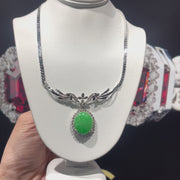 White Gold Jade & Diamond Necklet