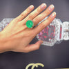 18ct Emerald & Diamond Halo Ring 