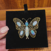 18ct Yellow Gold Opal Butterfly Brooch