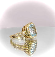 18ct Yellow Gold Topaz & Diamond Ring