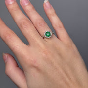 14ct White Gold Emerald & Diamond Halo Ring