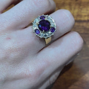18ct Vintage Amethyst & Diamond Ring