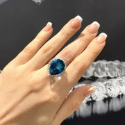 14ct London Blue Topaz & Diamond Ring