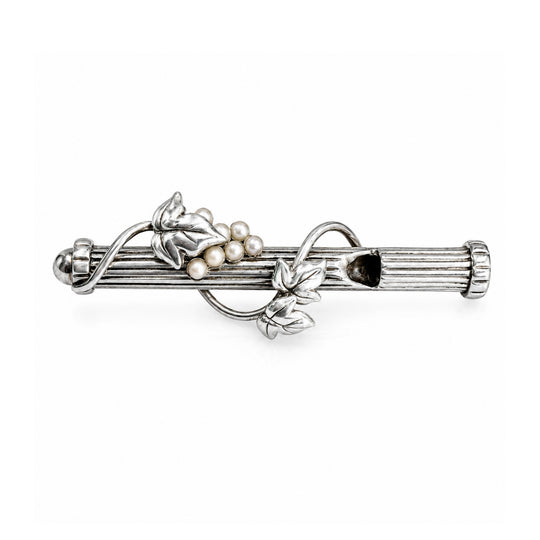 Sterling Silver Whistle & Pearl Pendant
